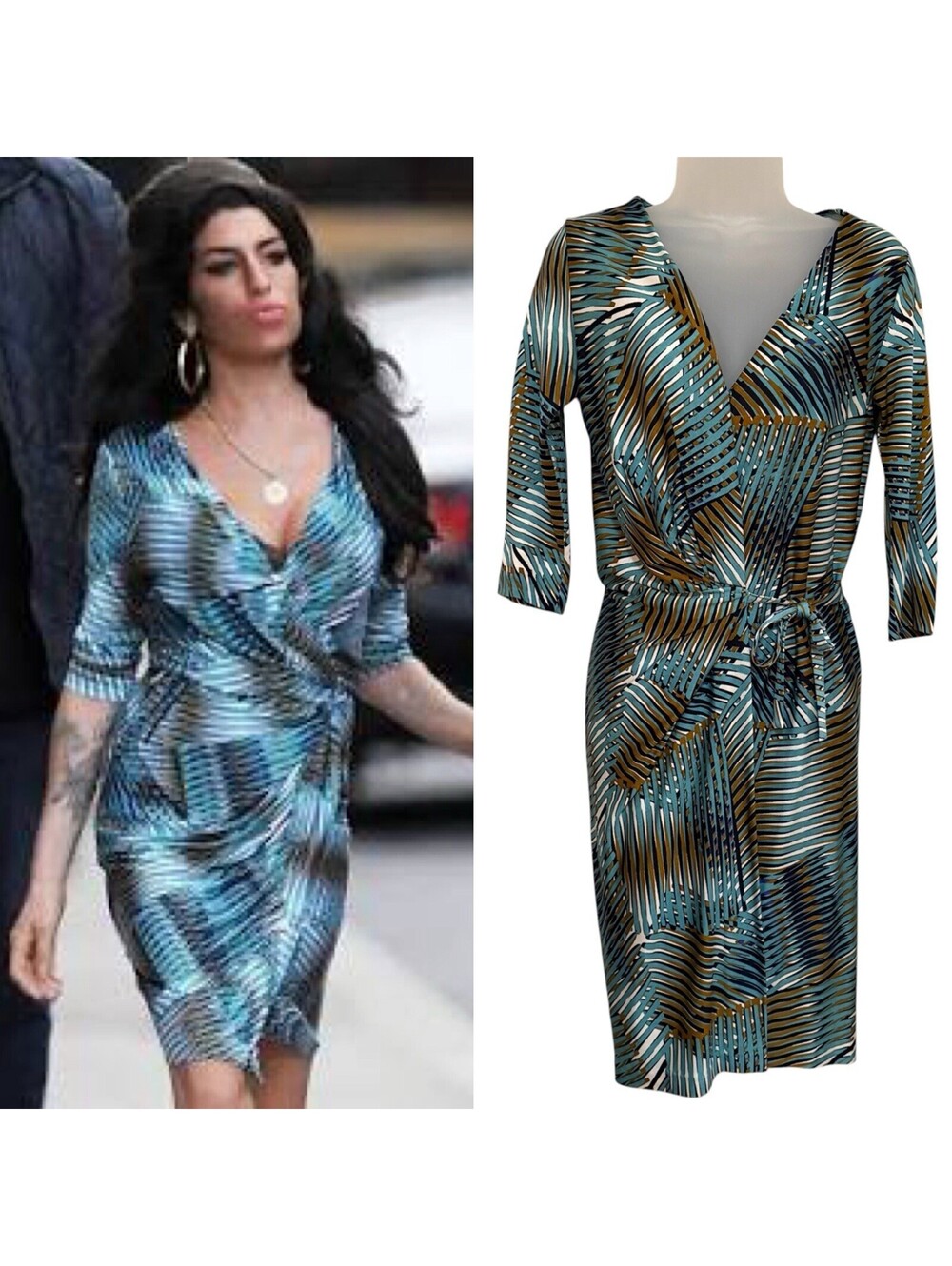 Size 2 DVF Diane Von Furstenberg ERVIN Print Wrap Dress ASO Amy Winehouse